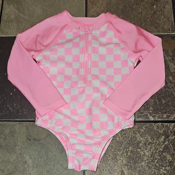 Nwot Pink Checkered One Piece Swimsuit - Picture 1 of 1